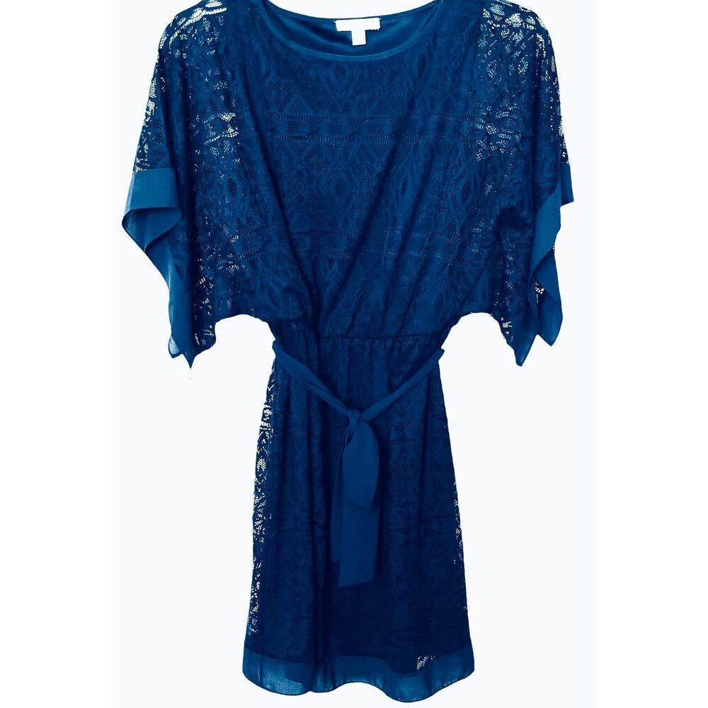 ESTABLISHED 1962 LACE, MIDI, FIT/FLARE, WAIST DRESS, WOMENS, 8, NAVY BLUE, SASH